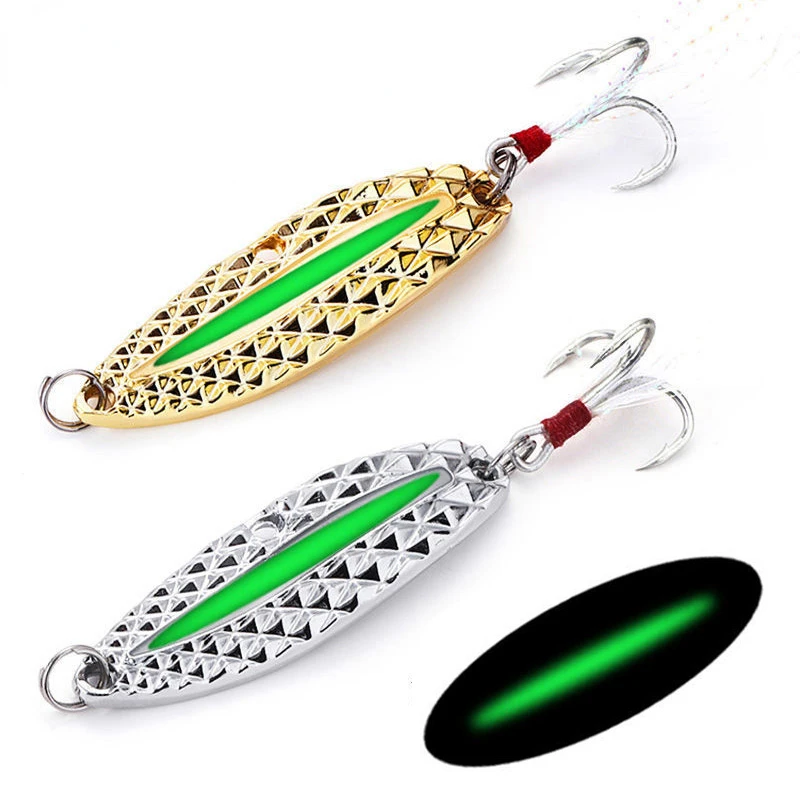 Fishing Hook Treble - 1pc metal luminoso spinner colher iscas