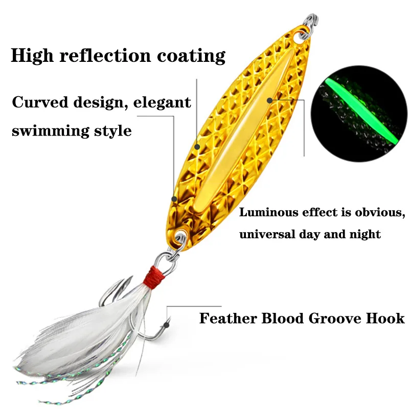1pc metal luminoso spinner col - Fishing Hook Treble avaliação e preço