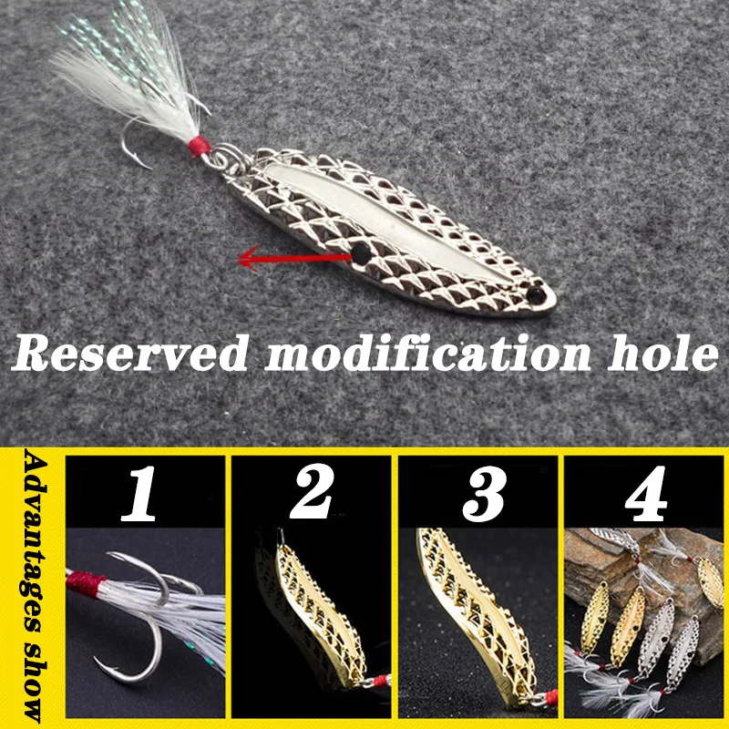 1pc metal luminoso spinner col - Fishing Hook Treble avaliação e preço